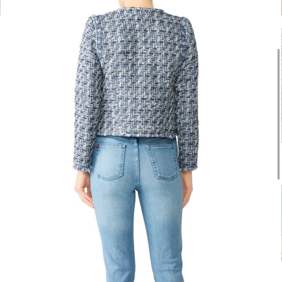 IRO Paris Disco Tweed Jacket in Light Blue/White/Silver Metallic. FR 40 / US 8 - Picture 3 of 7